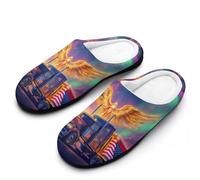 God Truck U.S. Flag Funny Men's Cotton Slippers Shoes Novelty Soft Non-Slip Sole Home Shoe