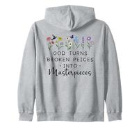 God Turns Broken Piece into Masterpieces Bible Verse Psalm Zip Hoodie