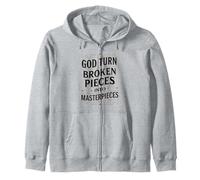 God Turns Broken Pieces Into Masterpieces Christian Art Zip Hoodie