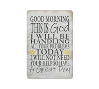 God Wall Decor Vintage Metal Sign Good Morning This Is God I Will Be Handling Tin Painting Home Bar Kitchen Coffee Man Cave Garage Wall Decor Art Tin Sign 5.5x8 Inch