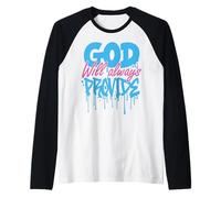 God Will Always Provide Christian Art Graphic Streetwear Raglan Baseball Tee