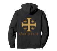 God Wills It - Deus Vult - Jerusalem Cross Pullover Hoodie