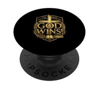 God Wins Final Chapter Revelation Cross Golden Badge Faith PopSockets Adhesive PopGrip