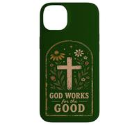 God Works For The Good Christian Faith Floral Cross Case for iPhone 14 Plus