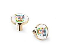 God Works for Your Good Cabinet Knobs and Wall Hooks, 6 Pack Modern Drawer Pulls with Golden-Style-4 Base, Solid Zinc Alloy Handles for Kitchen, Bathroom, Dresser