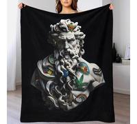 God Zeus Street Style Velvet Plush Throw Blanket 3D Print Lightweight Cozy Fleece,Bed Sofa Couch All Season Soft Blanket for Home Bedroom Dorm Travel Gift for Adults Kids 40x50inch(100x130cm)