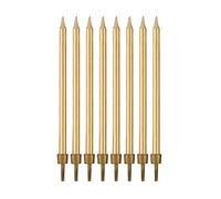 GoDan 8 x Gold Metallic Taper Candle with Holder, 10 cm Tall, Unscented, Minimalist, Perfect for Birthday & Anniversary Cakes