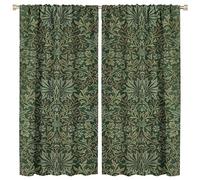GoDazzling Bohemia Art Blackout Window Curtains, William Morris Original Design Green Garden Vintage Curtains, for Living Room Bedroom 21(W)*45(L) 2 Panels