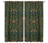 GoDazzling Bohemia Plant Flowers Pattern Blackout Window Curtains, William Morris Art Print Vintage Decor Curtains, for Living Room Bedroom 31.5(W)*72(L) 2 Panels