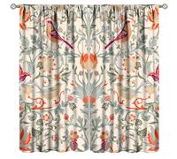GoDazzling Bohemia William Morris Art Blackout Curtains, Abstract Retro Mid Century Boho Floral Bird Window Drapes, for Living Room Bedroom 42" W X 45" L