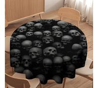 GoDazzling Gothic Skull Round Tablecloth, Halloween Skeleton Scary Skull Style Print Tablecloth for Home Party Dining Room Kitchen Decor 36Inch(90cm)