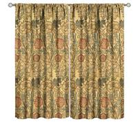 GoDazzling Rustic Farmhouse Flower William Morris Blackout Curtains, Botanical Art Vintage Floral Patterns Window Drapes, for Living Room Bedroom 42" W X 63" L