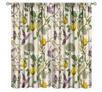 GoDazzling Vintage Floral Birds Lemon Blackout Curtains, Flowers Birds Green Leaves Retro Art Print Rod Pocket Window Drapes, for Living Room Bedroom 21(W)*45(L) 2 Panels