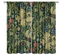 GoDazzling William Morris Vintage Floral Blackout Curtains, William Morris Rustic Boho Flowers Window Drapes, for Living Room Bedroom 42" W X 45" L