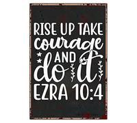 godblessign Bible Verse Vintage Metal Tin Sign Wall Decor Rise Up Take Courage and Do It Aluminum Metal Sign Wall Plaque Poster for Home Bar Pub 8x12
