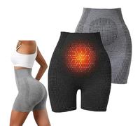 GodbTG 2 Pack Ice Silk Ion Fiber Repair Shaping Shorts, Ionshaper for Women, Micro Vibration Massage Shaping Shorts (Gray+Black,L(140 Ibs-180 Ibs))