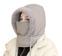 GodbTG Plush-Lined Thickened Thermal Hat with Face Mask for Men and Women, Ski Winter Face Mask, Winter Camping Hooded (#1,One Size)