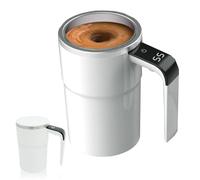 GodbTG Self Stirring Coffee Mug with Lid, 12oz Electric Magnetic Stirring Coffee Mug, Auto Stirring Coffee Mug, Auto Stir Coffee Mug, Automatic Stirring Coffee Mug (White)