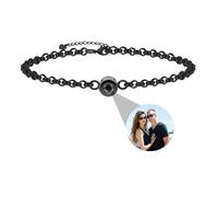 Godchoices Personalised Circle Photo Bracelet, Custom Photo Projection Gifts for Women, Men, Family, Couple, Friends