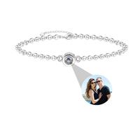 Godchoices Personalised Circle Photo Bracelet, Custom Photo Projection Gifts for Women, Men, Family, Couple, Friends