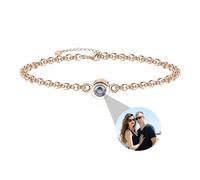 Godchoices Personalised Photo Bracelet, Custom Circle Photo Projection Bracelet for Women, Men, Family, Couple, Friends