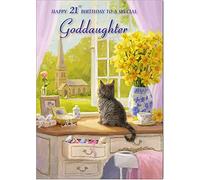 Goddaughter 21st Birthday Card - Spring Day - Medium Sized Card (A5 Size -148mm x 210mm) with Envelope