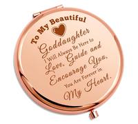 Goddaughter Baptism Gifts Compact Makeup Mirror Goddaughter Gifts from Godmother Goddaughter Christening Gifts Inspirational Christian Gifts for Goddaughter Christmas Birthday Folding Makeup Mirror