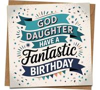 Goddaughter Birthday Card - Have a Fantastic Birthday - Square Greeting Card 145mm x 145mm with Kraft Envelope