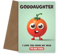 Goddaughter Birthday Card - I Love You Tomatoes - Funny Happy Birthday Goddaughter Card - Unique Greeting Cards for Her