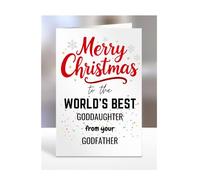 Goddaughter card from Godfather, Merry Christmas to the World's Best, gifts for men, women, greetings card, female, male, him, her, presents, A5-260a_251