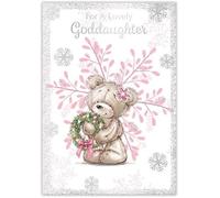 Goddaughter Christmas Card with Teddy Bear Design, 13 x 19 cm