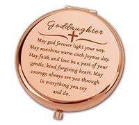 Goddaughter Gifts for Women Girls May God Forever Light Your Way Compact Mirror Baptism Gifts for Girls Christian Gifts First Communion Gifts Christmas Birthday Religious Gifts for Goddaughter