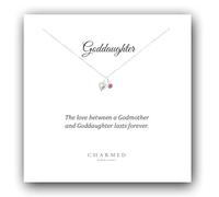 Goddaughter Silver Puffy Heart Necklace with Birthstone 925 Sterling Silver, Jewellery Gift for Women & Girls, Goddaughter Gift, Goddaughter Necklace, Gift for Goddaughter
