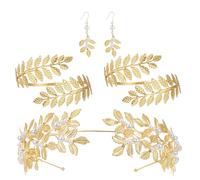 Goddess Accessories - Bridal Tiara with Arm Cuff, Jewelry Kit Including Drop Earrings and Vine Hairband | Roman Festival Wear for Women Event Styling, Masquerade Ball, Costume Ceremony or Performance