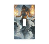 Goddess and Three Wolves Light Switch Cover Decorative Single Toggle 1 Gang Wall Plate for Kitchen Farmhouse Bedroom Bathroom Art Decor