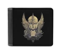 Goddess Athena Leather Men's Bifold Wallet Minimalist Coin Purse with Hidden Slots Simple Credit Card Holder Gifts