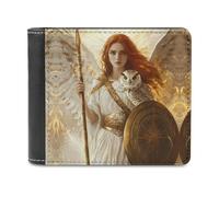 Goddess Athena Men's Wallets Minimalist Bifold Wallet Leather Card Cases Casual Coin Purse