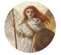 Goddess Athena Round Wooden Puzzles for Adults Funny Colorful Jigsaw Puzzle Home Decors Gift 68 PCS