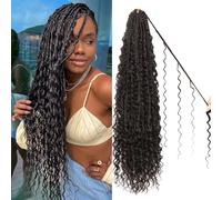 Goddess Boho Box Braids Crochet Hair-8 Packs 24 Inch Crochet Box Braids for Black Women Pre Looped (1B#, 24 Inch(Pack of 8))