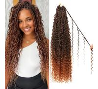 Goddess Boho Box Braids Crochet Hair, 8 Packs, 24 Inch Crochet Braids for Black Women, Pre Looped, T30, 24 Inch (Pack of 8)
