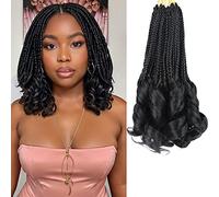 Goddess Box Braids Crochet Hair 10 Inch French Curl for Women - Short Braiding Hair Extensions With Curly Ends (1B)