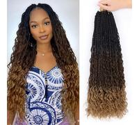 Goddess Box Braids Crochet Hair 14 Inch 8 Packs Bohemian Crochet Braids Synthetic Hair Bohemian Crochet Braids for Women