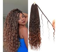 Goddess Box Braids Crochet Hair 18 Inch 9 Packs Water Wave Boho Crochet Braids for Black Women (T30#, 18 Inch), 9 Packs