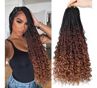 Goddess Box Braids Crochet Hair, 45.7 cm, 8 Packs Bohomian Crochet Box Braids, Curly Ends, Pre-Looped Boho Crochet Braids, Hair Synthetic Braiding Hair Extensions for Black Women 1b/33/30