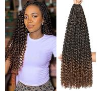 Goddess Box Braids Crochet Hair 8 Packs with Curly Ends Pre Looped Boho Water Wave Crochet Hair Deep Wavy Ends Gogo Curl Crochet Hair with Jerry Curly Extensions for Black Women (T30#, 24 Inches)