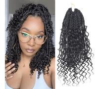 Goddess Box Braids Crochet Hair with Curly Ends 12 Inch Bohomian Braids Crochet Braids 1 Pack 3 Crochet Braids Synthetic Braiding Hair Extensions for Black Women 12 Inch (1 Piece), 1B