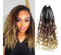 Goddess Box Braids Crochet Hair with Curly Ends 12 Inch Bohomian Braids Crochet Braids 1 Pack 3 x Crochet Braids Synthetic Braiding Hair Extensions for Black Women (12 inch(1pc), 4-30-27)