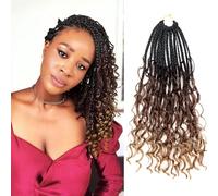 Goddess Box Braids Crochet Hair with Curly Ends 12 Inch Bohomian Braids Crochet Braids 1 Pack 3 x Crochet Braids Synthetic Braiding Hair Extensions for Black Women (12 inch(1pc), 1B-33-30)