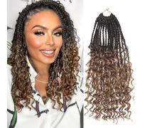 Goddess Box Braids Crochet Hair with Curly Ends 12 Inch Bohomian Braids Crochet Braids 1 Pack 3 x Crochet Braids Synthetic Braiding Hair Extensions for Black Women (12 Inch (1 Piece) 4-30 Pieces
