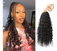 Goddess Box Braids Crochet Hair with Curly Ends 16 Inch Bohomian Braids Crochet Braids 8 Packs 3 Crochet Braids Synthetic Braiding Hair Extensions for Black Women 16 Inch 8 Pieces #4)